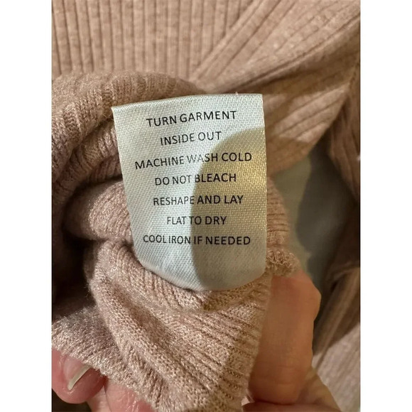 Coco+ Carmen Women's Pink Cowl Neck Ribbed Knit Button Sweater L Fisherman - Picture 9 of 9